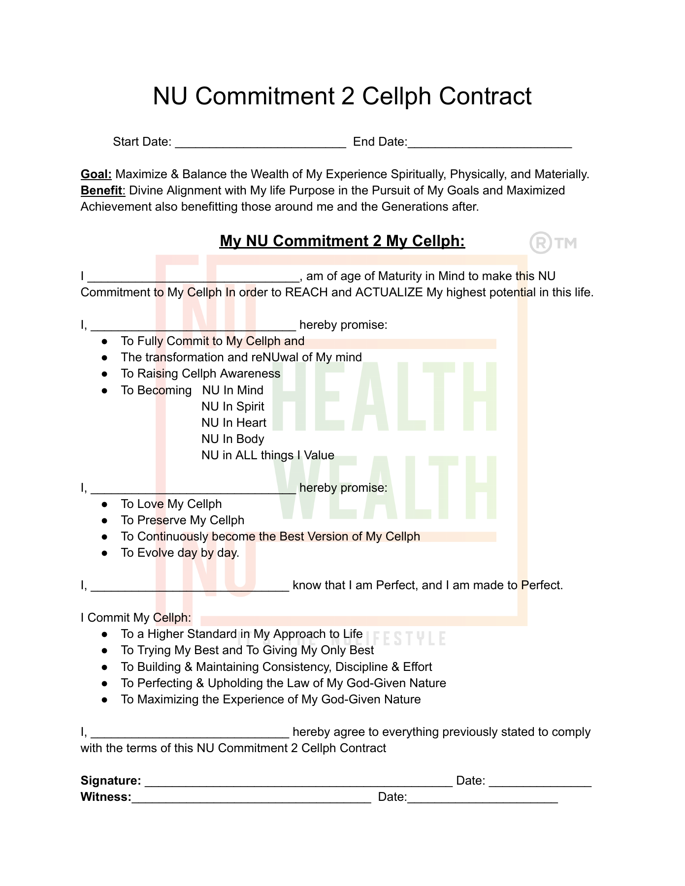 Original NU Commitment 2 Cellph Contract — full-page visual